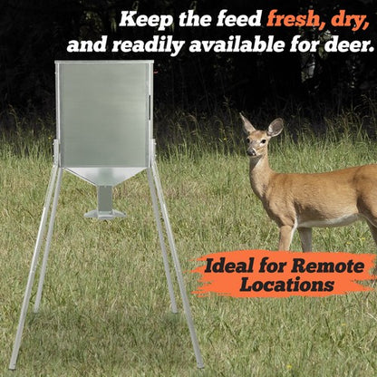 Solid Spare Steel 450lb Gravity Feeder Zinc-Plated For Deer Turkey Big Wild Game Hunting