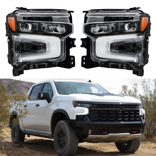 Solid Spare Headlights For Chevy Silverado 1500 ZR2 2022 2023 2024 Pair LED Left+Right Side