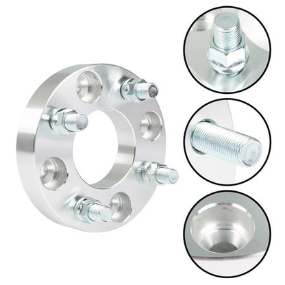 Solid Spare Wheel Flange 1" 4x101.6mm Hub Bore 62mm Thread Size 1/2"x20 Silver 2Pcs