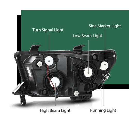 Solid Spare Fit For 07-13 Toyota Tundra 08-17 Sequoia Black/Clear LED Tube Headlights