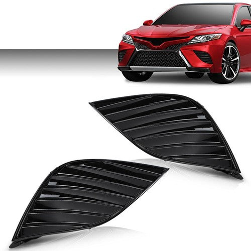 Solid Spare Fit For 18-20 Toyota Camry Front Bumper Fog Light Cover Left+Right Side