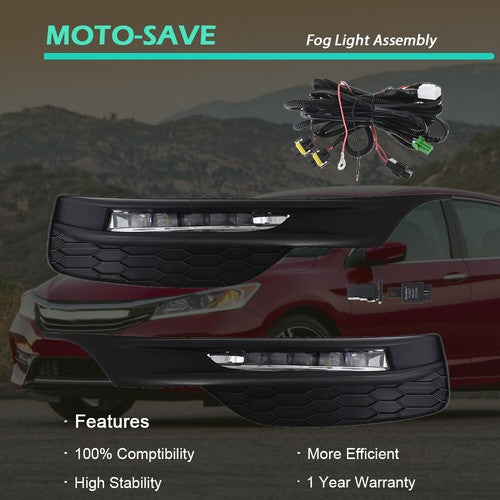 Solid Spare Daytime Running Lights For 16-17 Honda Accord Sedan with Bezel Switch RH+LH
