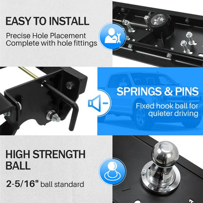 Solid Spare Fit 15-20 Ford F150 30,000 lbs Double Lock Under Bed Gooseneck Trailer Hitch