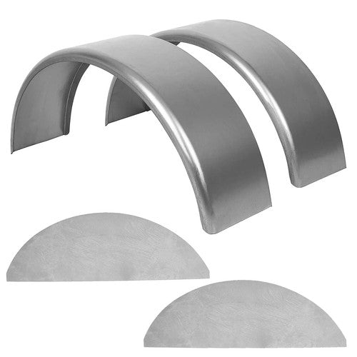 Solid Spare 1 Pair Round Single Axle Trailer Fenders & Backs For 14"-16" Wheels