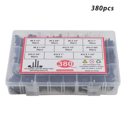 Solid Spare 380 Pack #8#10 self-tapping screw kits 410 Stainless Steel Convenient Box