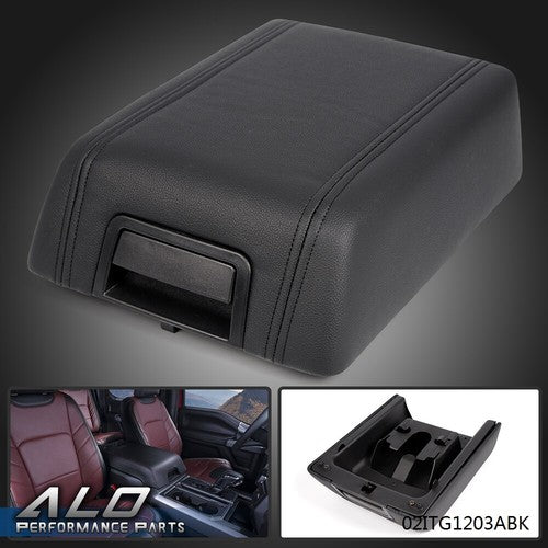 Solid Spare Center Console Arm Rest Lid Cover Pad Leather Fit For 2004-2008 Ford F-150 Black