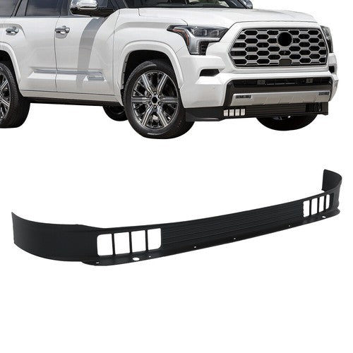 Solid Spare Compatible For Toyota Sequoia 2023-2024 Black ABS Plastic Front Bumper Spoiler