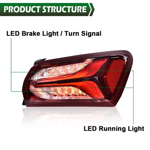 Solid Spare Fit For 2019-2022 Chevy Malibu LED Type Tail Light Lamp Outer Passenger Side
