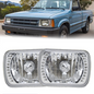 Pair For Mazda B2200 B2600 RX-7 5X7" 7X6" H4 LED Blue Halo Headlights W/O Bulbs