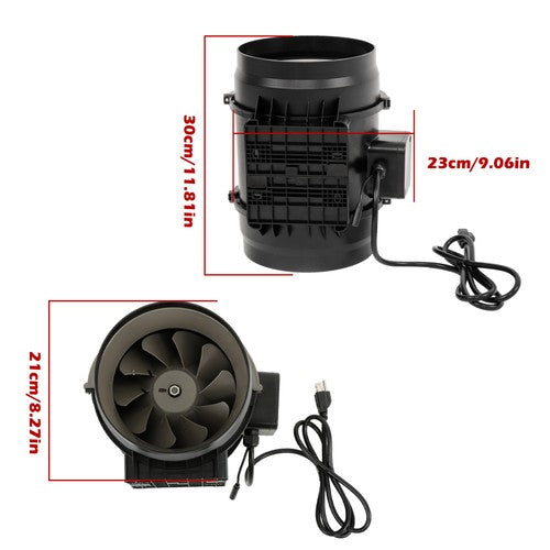 Solid Spare Inline Duct Fan Temperature & Humidity Controller EC-motor Plastic ABS 8" 807CFM