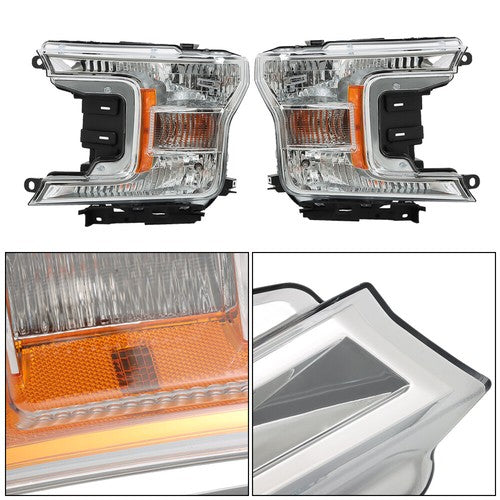Solid Spare Left+Right Headlight & Front Upper Grille Grill Fit For 2018 2019 2020 Ford F150