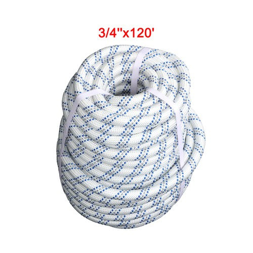 Solid Spare 1/2"&3/4" x120' Double Braided Polyester Rope 3200 Lbs Breaking Strength Rigging