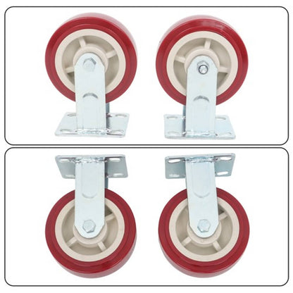 Solid Spare Four 6" red industrial casters 2 with brakes 2 without brakes