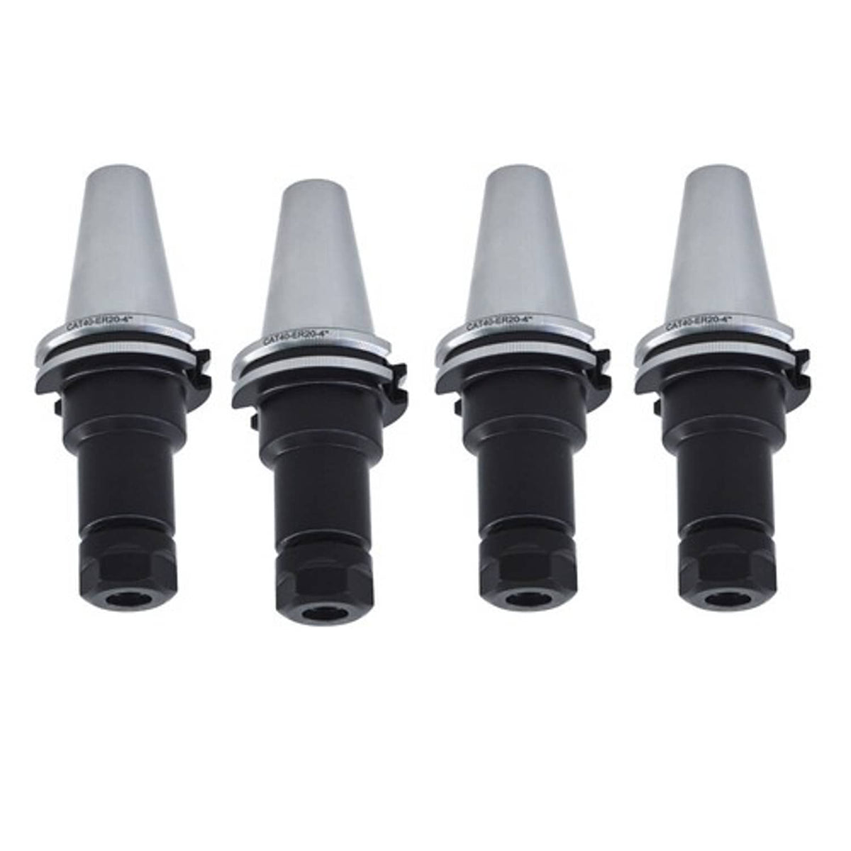 Solid Spare CAT40-ER20 Collet Chucks W. 4" Long Gage Length - 4 Chucks Tool Holder Set New