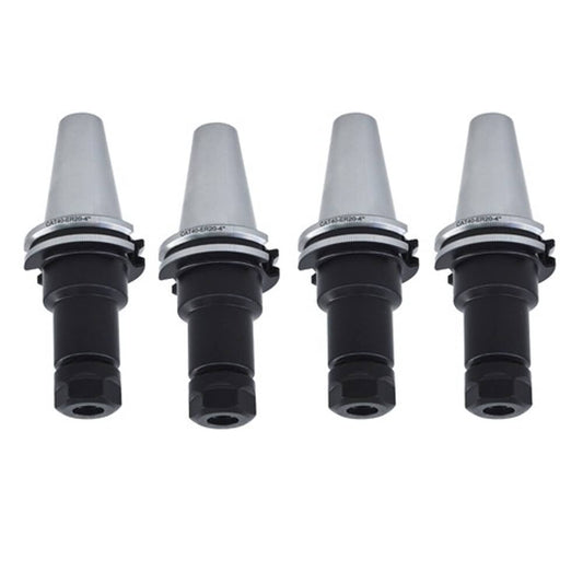 Solid Spare CAT40-ER20 Collet Chucks W. 4" Long Gage Length - 4 Chucks Tool Holder Set New