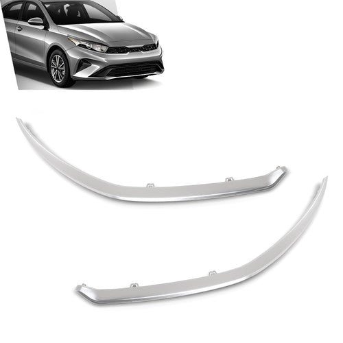 Solid Spare Fit For 2022-2024 Kia Forte Front Bumper Upper Grille Molding Trim Left+Right
