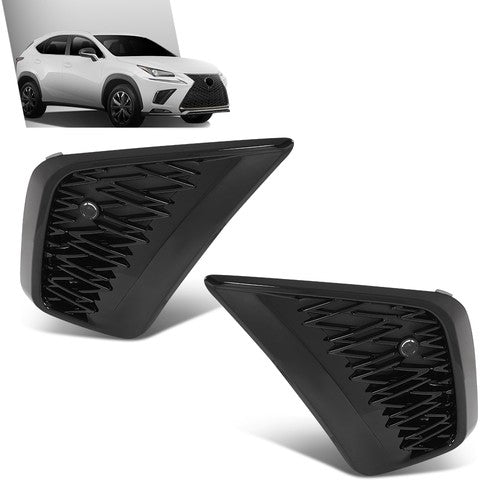 Solid Spare Fit For 18-21 Lexus NX300 F Sport Front Bumper Insert Fog Light Cover Left+Right