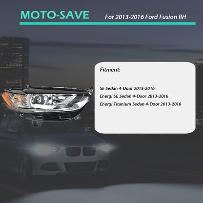 Solid Spare Fit For Ford Fusion 2013-2016 Halogen Headlight Headlamp Assembly Right Side RH