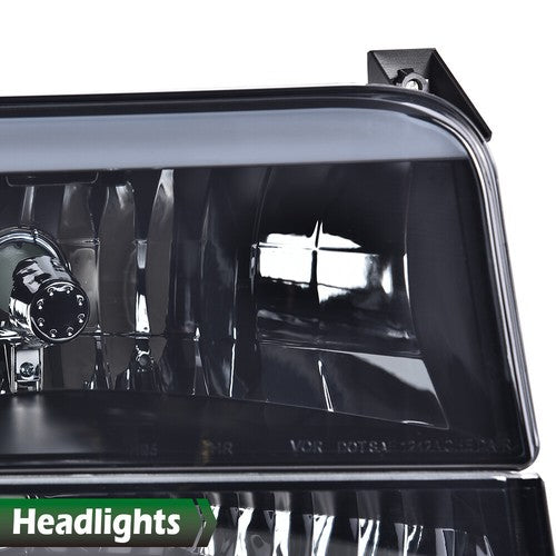 Solid Spare LED DRL Smoke/Black Headlights Bumper Lamps New Fit For 92-96 Ford F-150 Bronco