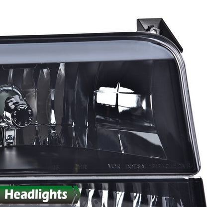Solid Spare LED DRL Smoke/Black Headlights Bumper Lamps New Fit For 92-96 Ford F-150 Bronco