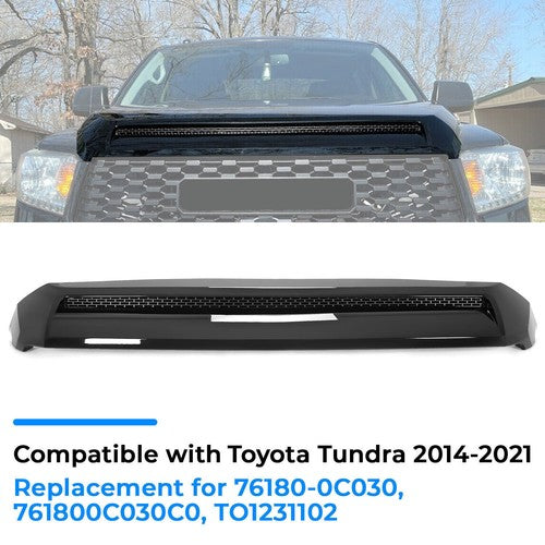 Solid Spare Gloss Black Front Upper Hood Bulge Molding Grille Trim For Toyota Tundra 2014-21