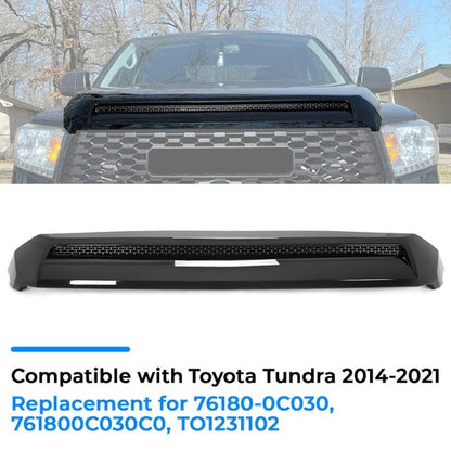 Solid Spare Gloss Black Front Upper Hood Bulge Molding Grille Trim For Toyota Tundra 2014-21
