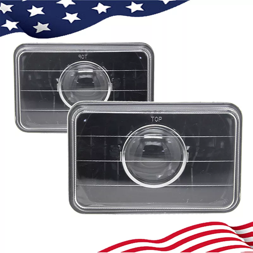 4x6" Clear Glass Diamond Cut Headlights Headlamps For 1980-1986 Chevy C10 Pickup