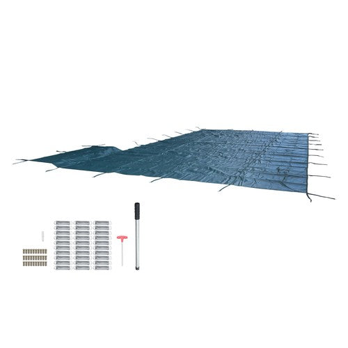 Solid Spare Green Mesh Pool Safety Cover For 20x40 ft Rectangle with 4x8ft Center End Step