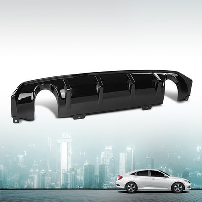 Solid Spare Fit For 2016-2021 Honda Civic Rear Bumper Lip Diffuser Splitter Spoiler Black