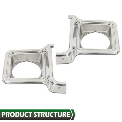 Solid Spare Fit For 1973-1978 Chevy GMC C/K Pickup Truck Silver Headlight Trim Bezel Pair