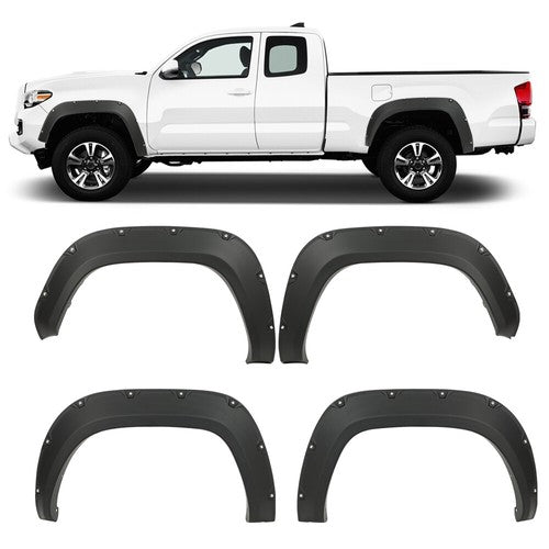 Solid Spare 4pcs Pocket Rivet Style Wheel Fender Flares Fit For 2016-2022 Toyota Tacoma
