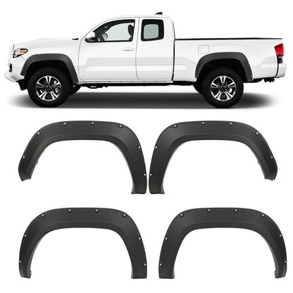 Solid Spare 4pcs Pocket Rivet Style Wheel Fender Flares Fit For 2016-2022 Toyota Tacoma