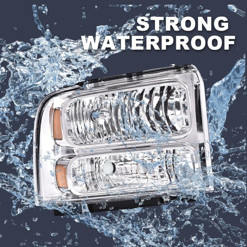Solid Spare Conversion Headlights Fit For 1999-2004 Ford F250 F350 Ford Super Duty Excursion