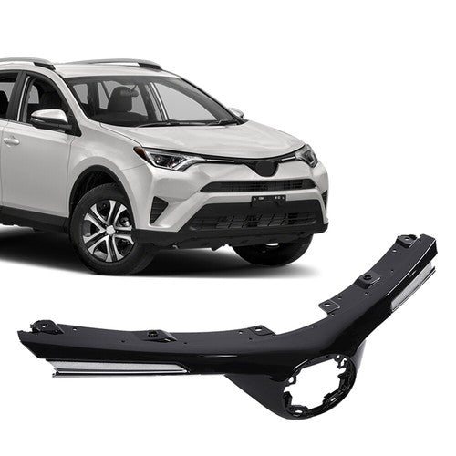 Solid Spare Fit For 2016-2018 Toyota RAV4 Front Bumper Upper Hood Grille w/ Chrome Trim