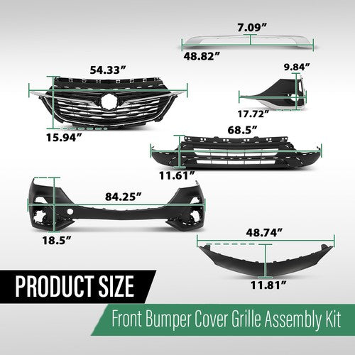 Solid Spare Front Bumper Cover Grille Assembly Kit Fit For Buick Encore GX 2020-2023