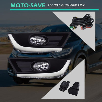 Solid Spare Halogen 3000k Fog Light Assembly w/Bezels For Honda CR-V 17-18 33901-SLE-305
