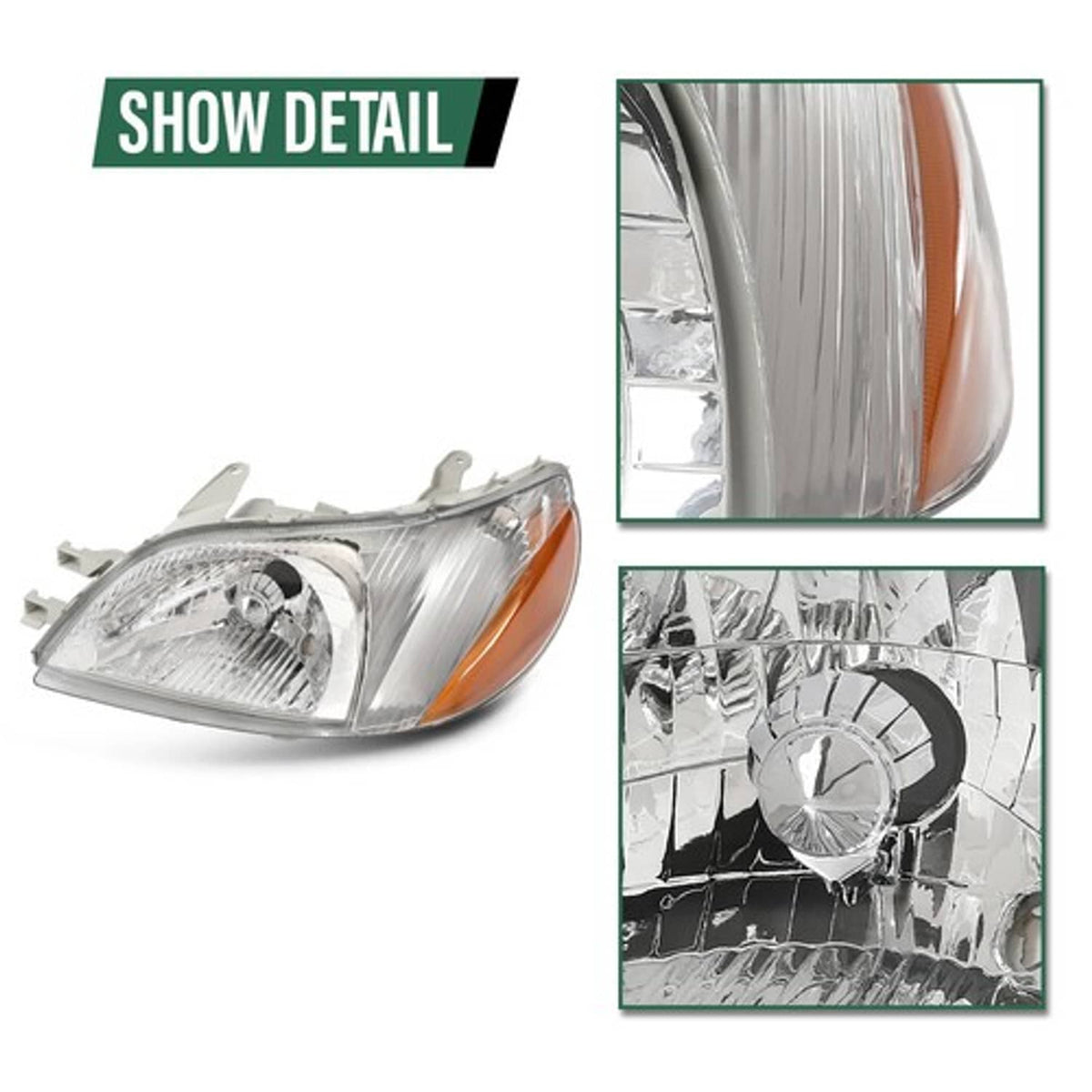 Solid Spare Headlights Assembly Set Fit For 2000 2001 2002 Toyota Echo Left and Right Side