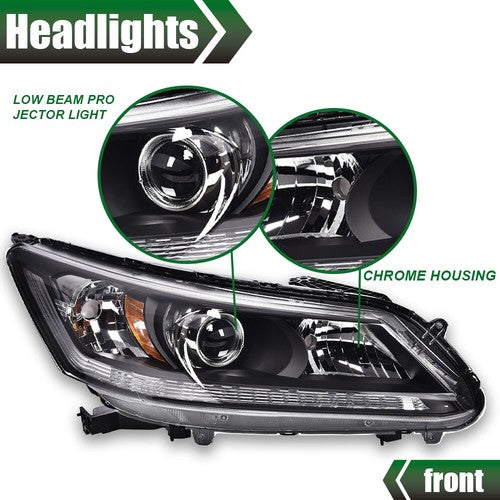 Solid Spare Fit For 2013 2014 2015 Honda Accord Sedan Halogen Headlight Right Passenger Side
