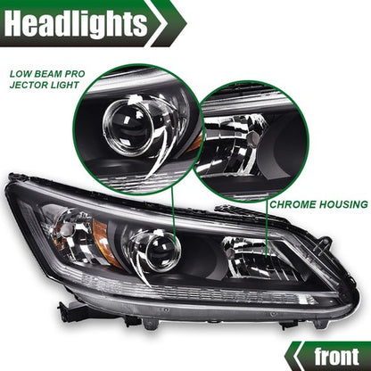 Solid Spare Fit For 2013 2014 2015 Honda Accord Sedan Halogen Headlight Right Passenger Side