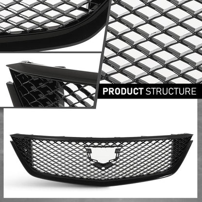 Solid Spare Front Bumper Hood Mesh Grille Grill Black Fit For 2020-2024 Cadillac CT5