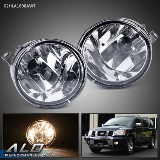 Solid Spare Fit For 04-15 Titan/05-07 Armada Clear Lens Front Fog Lights Lamps W/ Bulbs