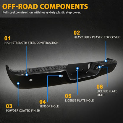 Solid Spare Black Rear Bumper Assembly For Ram 2500 3500 2013-2018 With Sensor Holes