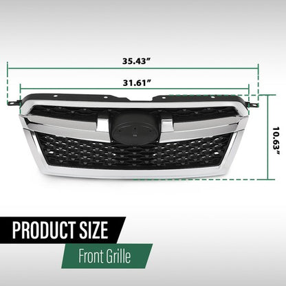 Solid Spare Fit For 2013-2014 Subaru Legacy Front Bumper Upper Grille Grill Black Chrome