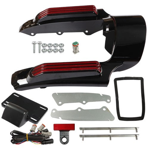 Solid Spare Rear Fender Fascia w/LED Light Lamp Set For Touring Electra Glide 2014-Up