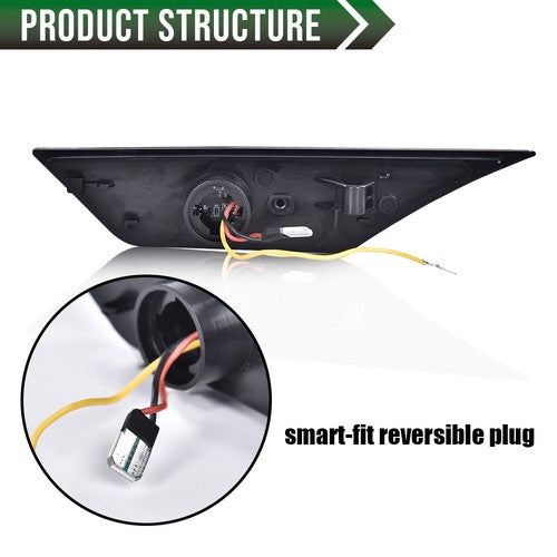 Solid Spare Fit For 16-21 Honda Civic Smoke LED Side Marker Lights Switchback Signal Lamp