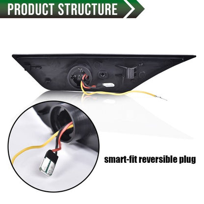 Solid Spare Fit For 16-21 Honda Civic Smoke LED Side Marker Lights Switchback Signal Lamp