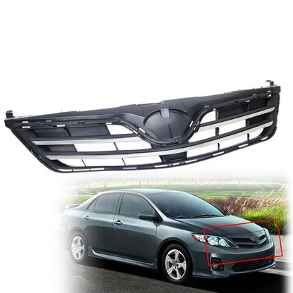 For 2013 Toyota Corolla 5310002640C0 Front Bumper Upper Chrome Black Grille