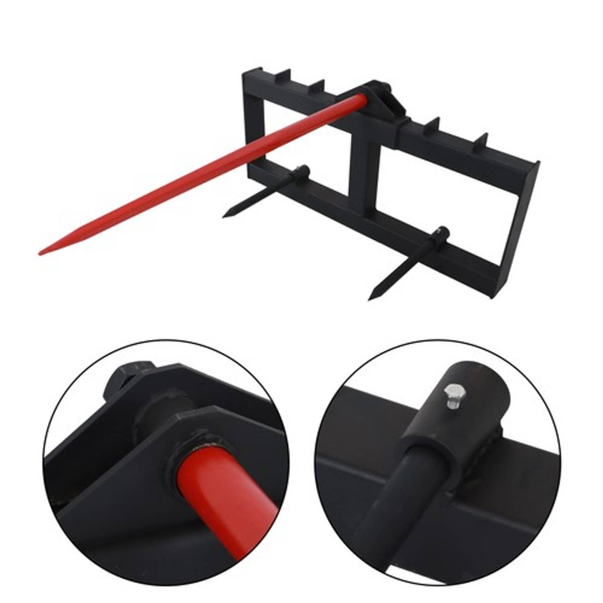 Solid Spare Skid Steer 49" Hay Bale Spear Attachment Heavy Duty Tractor Bale Handling Hitch