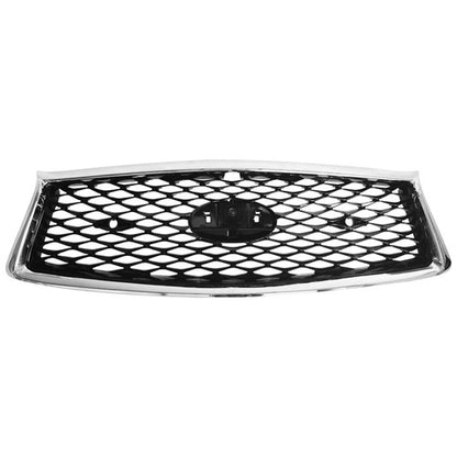 For 2018-2023 Infiniti Q50 Chrome Bezel Front Bumper Black Grille W/sensor holes