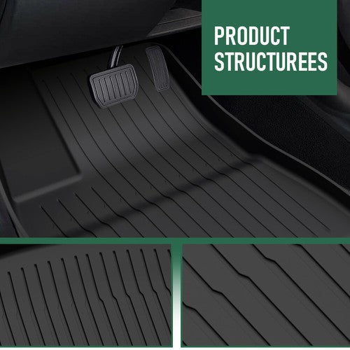 Solid Spare TPE Floor Mats Liners Fit For 2024-2025 Tesla Model 3 Highland All-Weather